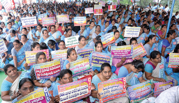 anganwadi strikes in ap anti labour policies ycp govt protest article