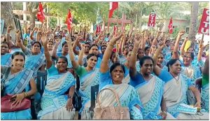 krishna dist anganwadi protest 2nd day 