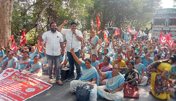 sklm anganwadi workers strike on 11th day burja