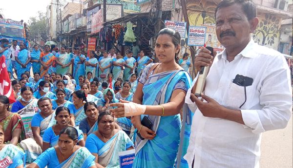 anaganwadi workers strike 24th day mylavaram