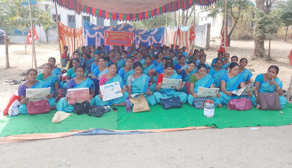 anganwadi workers strike 25th day atp a