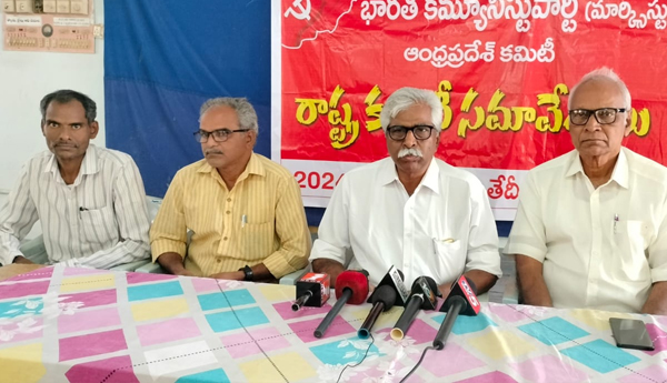 cpm press meet on anganwadi strike in nellore